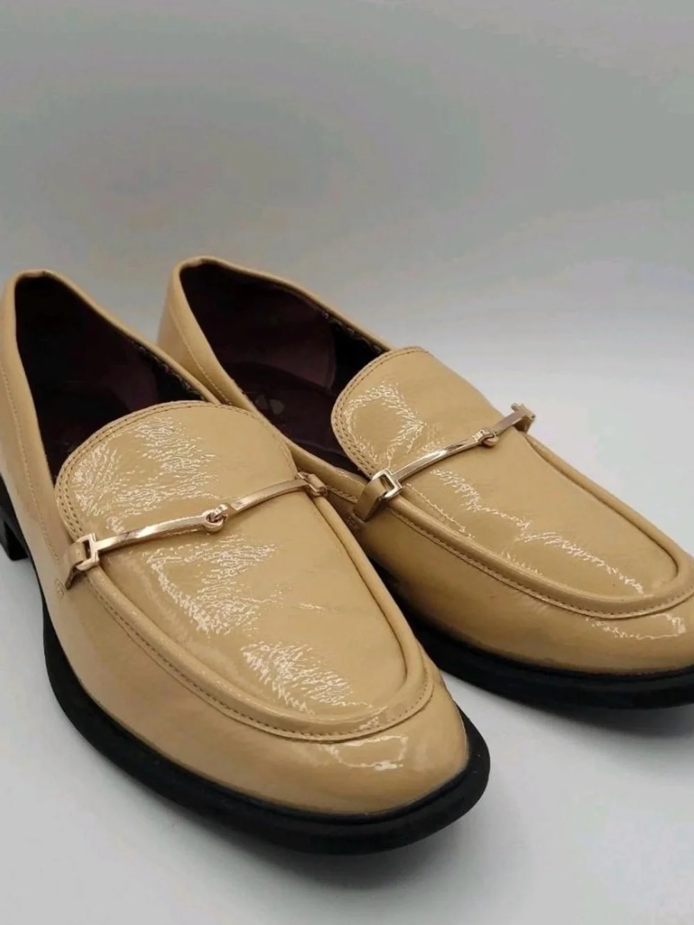 Men's Patent Leather Beige Loafers